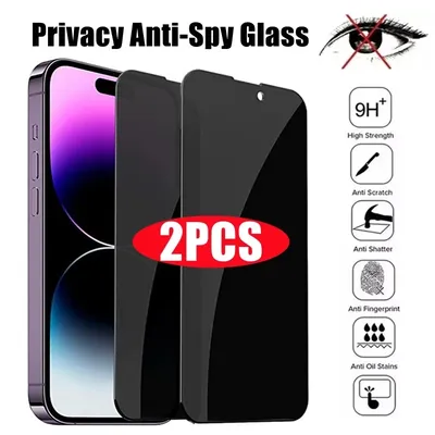 2PCS Privacy Screen Protector For iPhone 14 15 13 12 11 Pro Max Anti-Spy Glass For iPhone 13 12 14