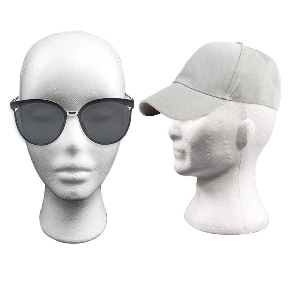Testa di schiuma manichino testa femminile modello manichino polistirolo polistirolo per cappello parrucche per capelli occhiali tappo espositore supporto per Rack