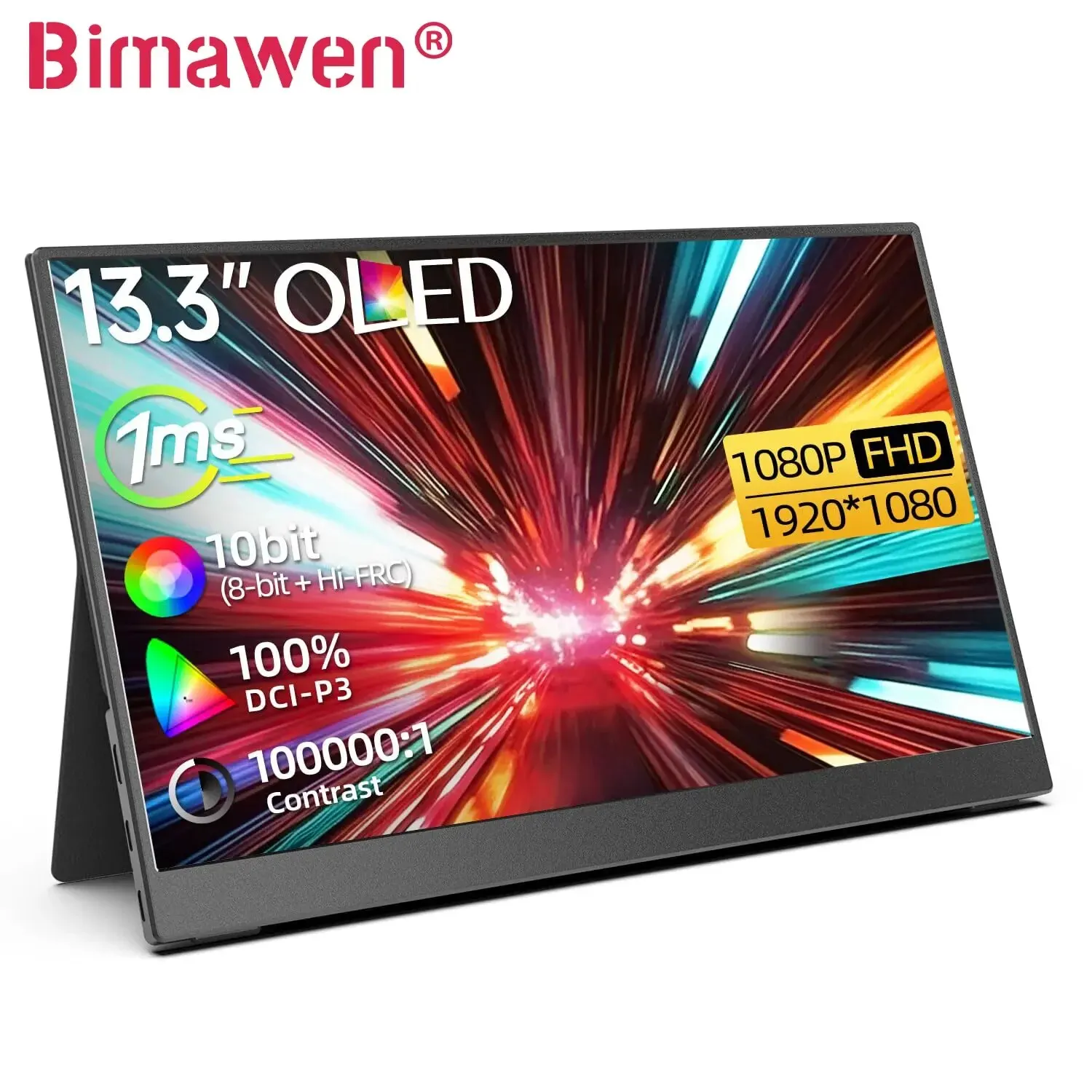 Bimawen Moniteur portable OLED de 13.3 pouces avec temps de réponse de l