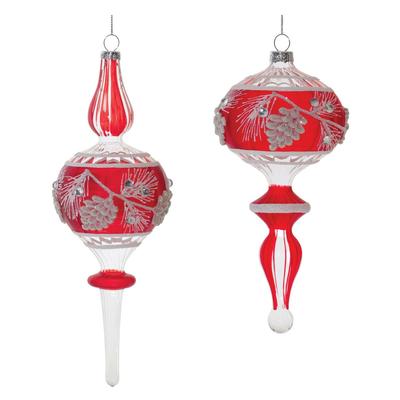 Glittered Glass Pinecone Finial Drop Ornament (Set of 6) – Melrose International 91063DS
