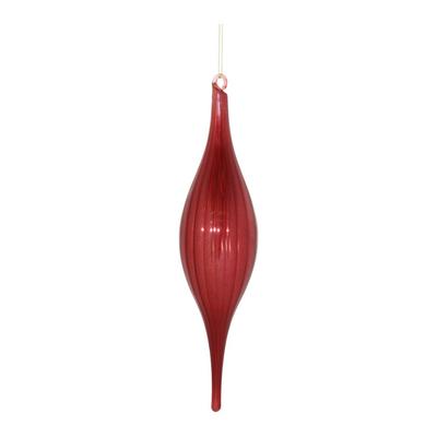 Red Ribbed Glass Drop Ornament (Set of 6) – Melrose International 91035DS