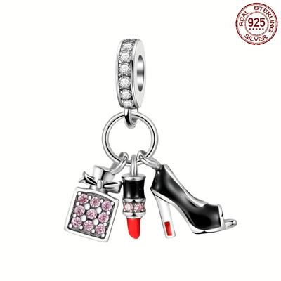 S925 Sterling Silver Perfume Lipstick High Heels 2 Grams Pendant Charms Fit Bracelets Necklace Luxury Gift Diy Jewelry Making
