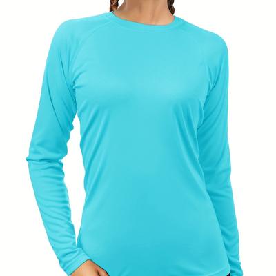 TEMU Women's Long Sleeve Upf 50+ Uv Sun Protection Shirts Rash Guard Swim T-shirt/hoodie Quick Dry For Outdoor Hiking