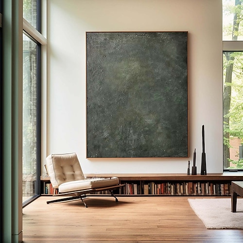 großes grünes Strukturgemälde, handgemalt, dunkelgrünes abstraktes Ölgemälde, handgemachte Wandkunst, Salbeigrün, abstraktes Gemälde, moderne Struktur, Leinwandkunst, grüne Wandkunst, Gemälde Image