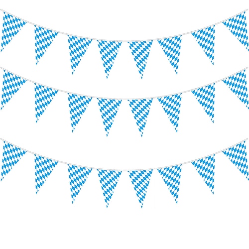deutschland münchen blau-weiß kariertes tischtuch oktoberfest banner flagge ziehen bayern flagge hängende flagge dreieckige schnur flag Image