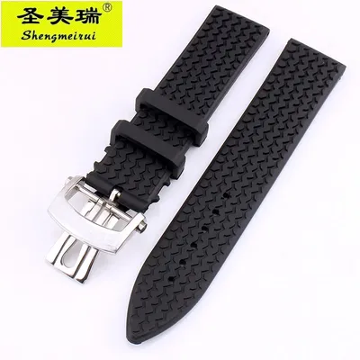 23MM black rubber strap FOR MILLE MIGLIA/GRAN TURISMO XL ALFA ROMEO diving strap with butterfly