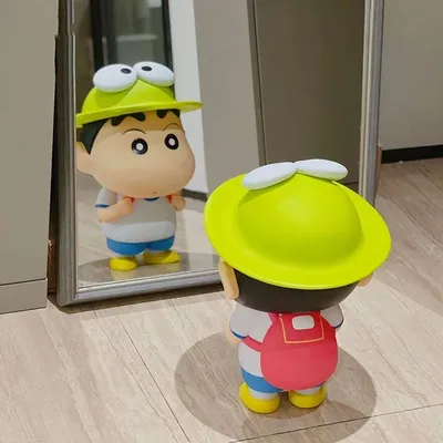 Anime Crayon Shin-chan Figure Nohara Shinnosuke Cute Frog Hat Action Figure 13cm PVC Desktop