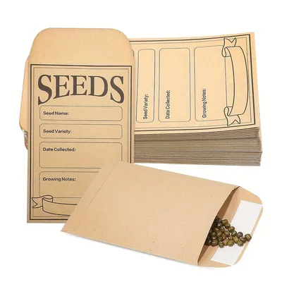 Brown kraft Paper Seed Packets, 50 Pack Storage Seed Coin Bags Resealable Seed Envelopes for Plant