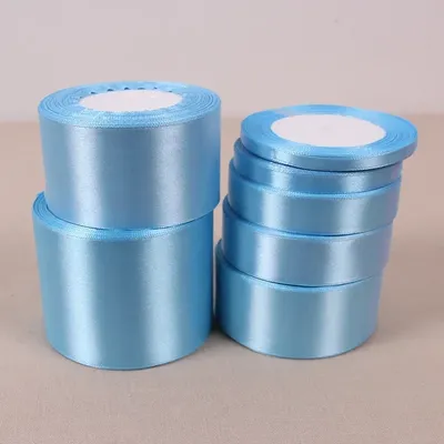 (25 Yards/roll) 10/15/20/25/40/50mm Sky Blue Satin Ribbon Party Decoration Gift Wrapping Christmas