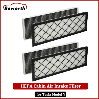 4PCS Cabin Air Filter HEPA for Tesla Model Y Air Intake Filter Replacement with Activated Carbon