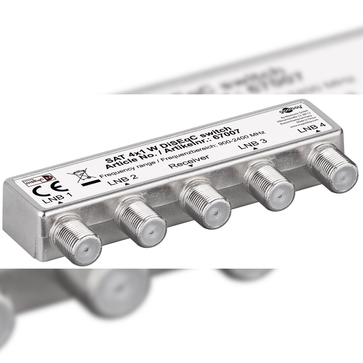 Goobay 67007 DiSEqC 2.0 Umschalter 4x1, 1 Stk. im Karton - mit Wetterschutzhaube Image