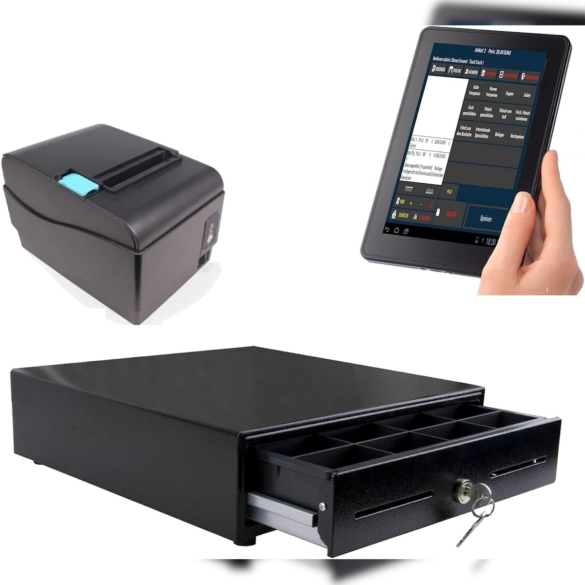 Blitzkasse Mobiles Kassensystem für GASTRONOMIE: 7" Bedienerterminal, Bondrucker, Geldlade Image