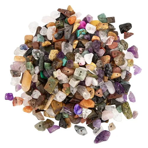 Halbedelsteinperlen Mix, bunt, 5–10 mm, 50 g