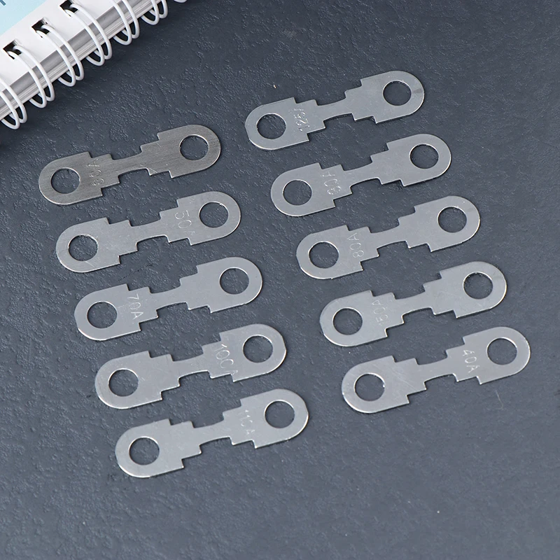 10Pcs 30A-150A 32VDC Automotive Auto Flache Zink Blatt Kleine Sicherung Blatt Für Auto Sicherung Runde Loch Einsatz sicherung Auto Teile Image