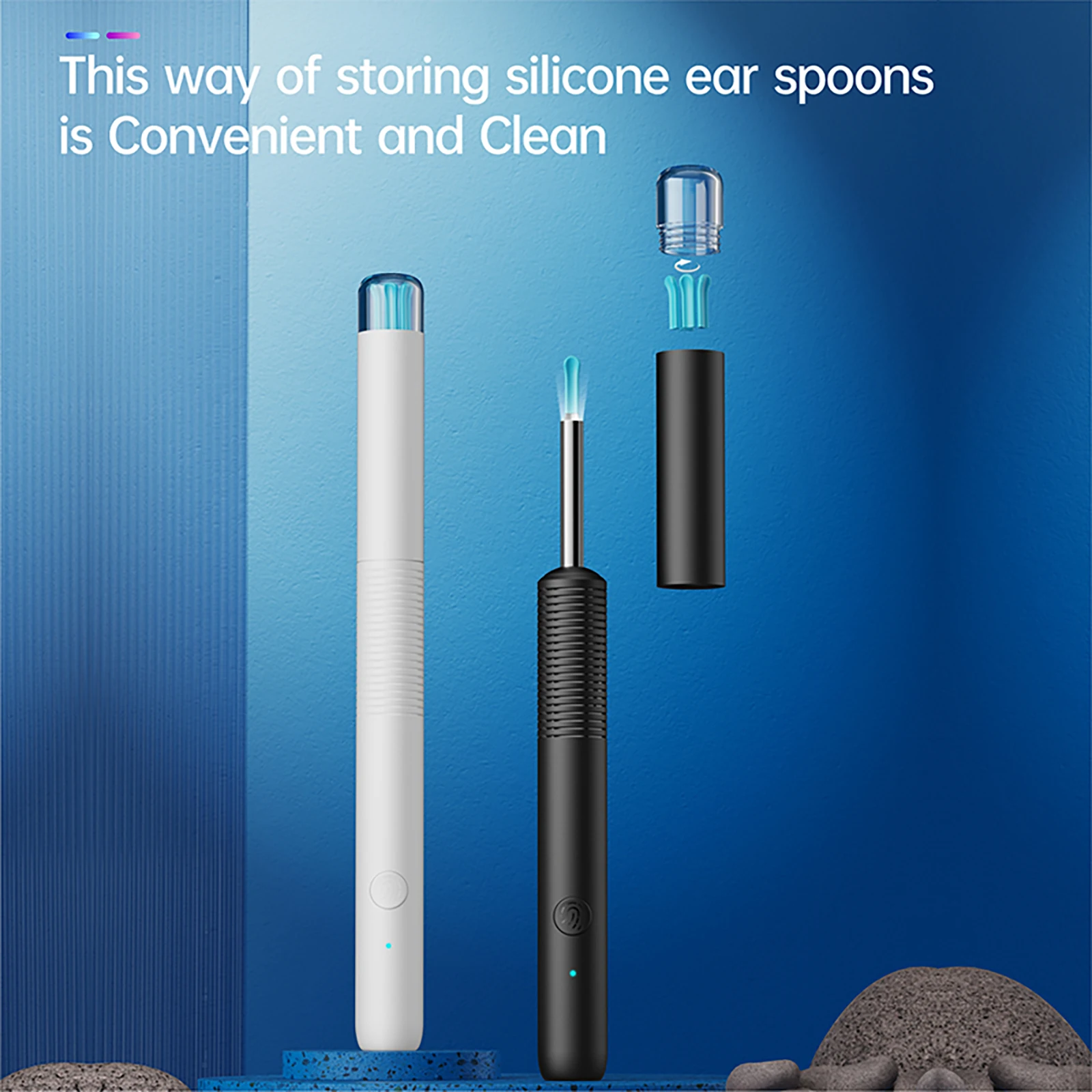 Smart Wireless Otoskop Hochpräzises Werkzeug zum Entfernen von Ohrenschmalz mit Kamera-LED-Licht mit Ohr reinigungs set für iOS & Android Image