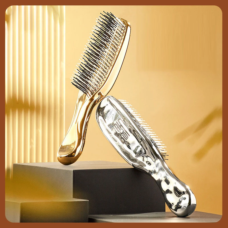 Gehobener Luxus-Massage kamm feiner Luftkissen kamm großer Kamm galvani siertes hand gefertigtes Geschenk mit Geschenkbox-Styling werkzeugen