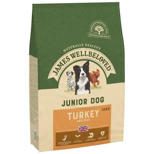 Sparpaket: 2x 12kg James Wellbeloved Junior Truthahn & Reis Hundefutter trocken