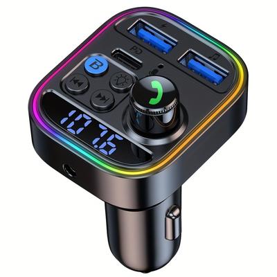 TEMU Wireless Fm Transmitter For Car Wireless 5.3 Adapter Car Type C Pd30w Qc3.0 Supports System For Car Supports Tf Card And Usb Stick