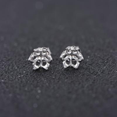 TEMU A Pair Of 5-8mm For Lotus Style Earring Blanks, 925 Silver Material, Exquisite And For Women's Earring Settings, Suitable For Diy Women's Earring Jewelry, Jewelry Findings Image