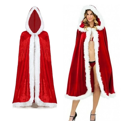 weihnachten rot samt kapuze umhang sexy santa cosplay weihnachten kostüme frauen karneval party clubwear winter warm robe mantel Image