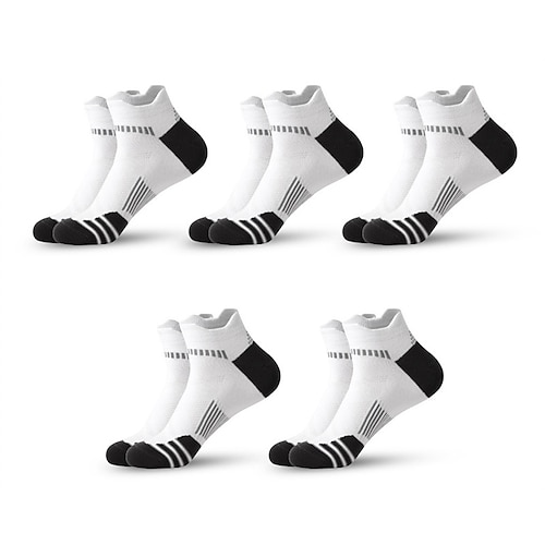 Herren 5 Paare Mehrfachpackungen Socken Laufsport Socken Freizeitsocken Schwarz Weiß Farbe Farbblock Sport Natur Täglich Urlaub Grundlegend Dünn Sommer Frühling Modisch Brautkleider schlicht Image