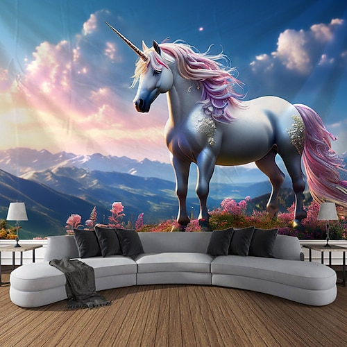 Tier Pferd Strand hängen Wandteppich Kunst große Wandteppich Wandbild Dekor Fotografie Hintergrund Decke Vorhang Haus Schlafzimmer Wohnzimmer Dekoration Image