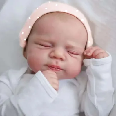 MRB 18 Inch Reborn Baby Doll Pascale Lifelike Newborn Doll Handmade Painted Hair 3D Skin Tone