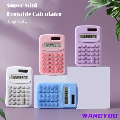 Small Solar Calculator Portable Calculator Cute 8 Digits LCD Electronic Home Office Calculator for