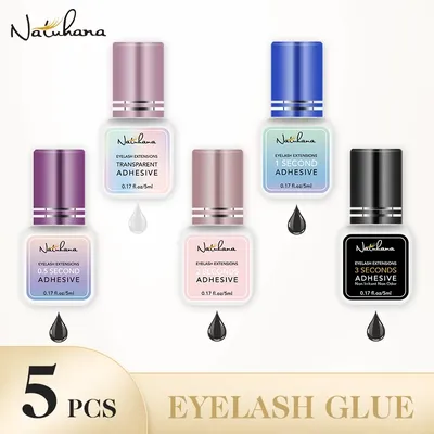 NATUHAHA 5 pcs/lot Eyelashes Glue Fast Drying Long Lasting Lashes Adhesive Low Smell Mink Eyelash