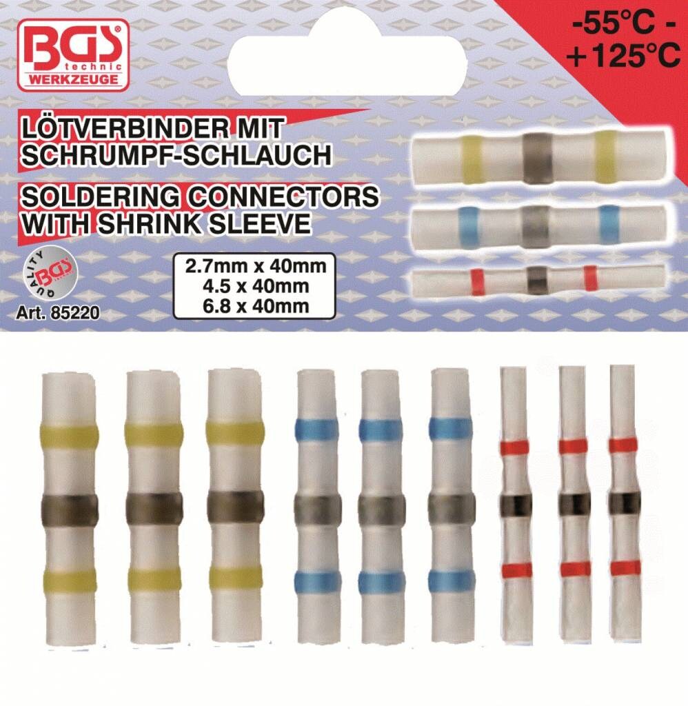 BGS technic 85220 Lötverbinder mit Schrumpfschlauch 9tlg 2,7-4,5-6,8mm Image