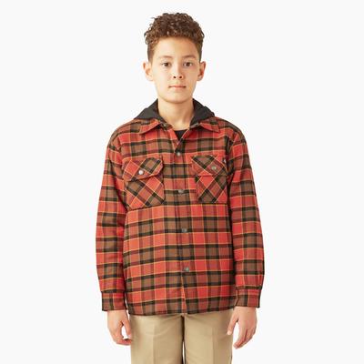 Dickies Boys' Flannel Shirt Jacket - Red Ochre Size XS (A85WV)