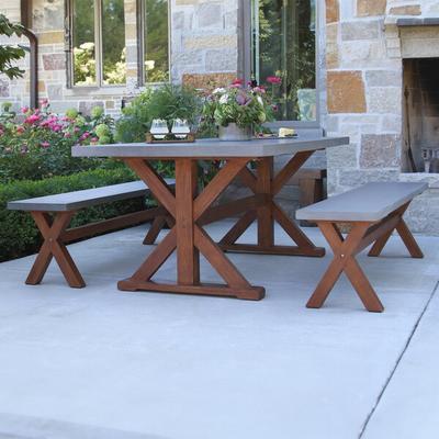 Outdoor Interiors 74" Gray Composite and Eucalyptus Bench
