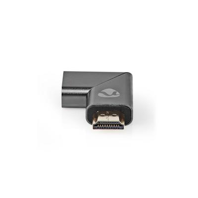 Nedis HDMI -Adapter - HDMI Stecker - HDMI Ausgang - Vergoldet - Links abgewinkelt - Aluminium - Gun Metal Grau - 1 Stück