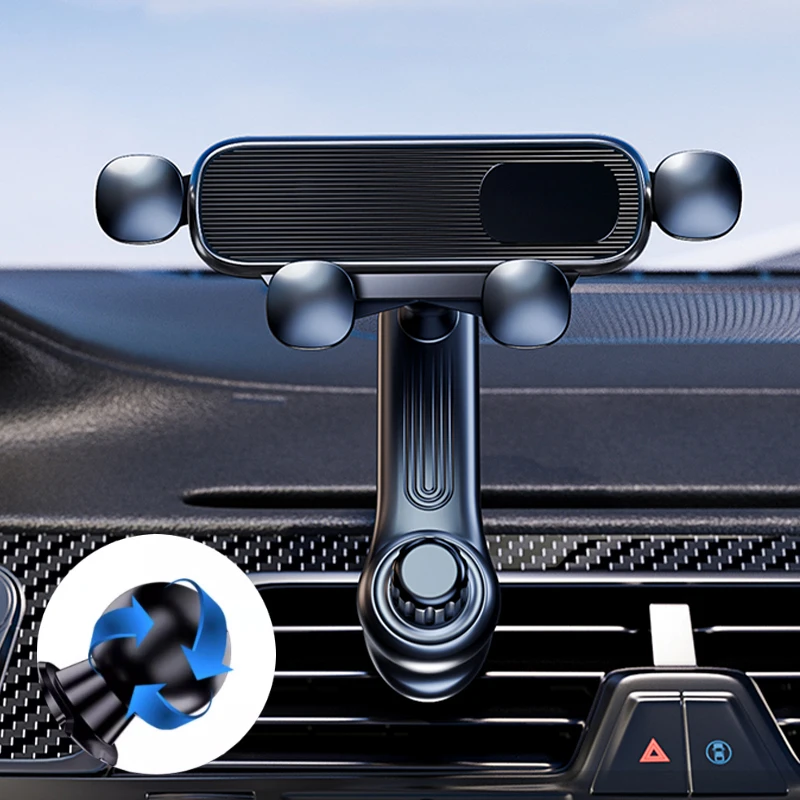 Support de téléphone pour grille d'aération de voiture, Support de téléphone télescopique par gravité, Rotation Stable à 360 degrés, prise d'air pour Smartphone de 4.7 à 7 pouces