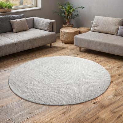 Wollteppich MY HOME "Woolscape", beige (natur, grau), H:10mm Ø:150cm, Wolle, Teppiche, Wendeteppich, handgewebte Qualität, meliert, reine Wolle, Wohnzimmer Image