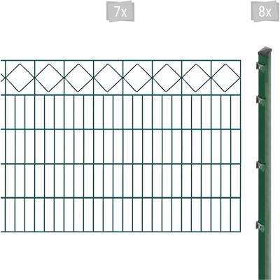 Doppelstabmattenzaun ARVOTEC "EXCLUSIVE 100 zum Einbetonieren "Karo" mit Zierleiste", grün (dunkelgrün), H:100cm, Stahl, Kunststoff, Zaunelemente, Zaunhöhe 100 cm, Zaunlänge 2 - 60 m Image