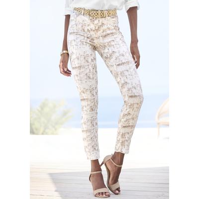7/8-Jeggings LASCANA, Damen, Gr. 42, N-Gr, braun (hellbraun bedruckt), Denim/Jeans, Obermaterial: 67% Baumwolle, 29% Polyester, 4% Elasthan, bedruckt, animal-print, modisch, sehr figurbetont 7/8-Länge, Hosen, mit Alloverprint, elastische Skinny... Image