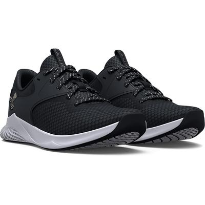 Trainingsschuh UNDER ARMOUR "UA W Charged Aurora 2", Gr. 40, schwarz (schwarz, schwarz, metallic warm silber), Textil, S