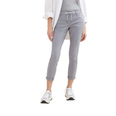 7/8-Hose TOM TAILOR, Damen, Gr. 42, Länge 28, grau (explicit grau), Web, Obermaterial: 92% Baumwolle, 5% Polyester, 3% Elasthan. Futter: 100% Baumwolle, casual, 7/8-Länge, Hosen, mit Bindeband am Bündchen, Topseller Image