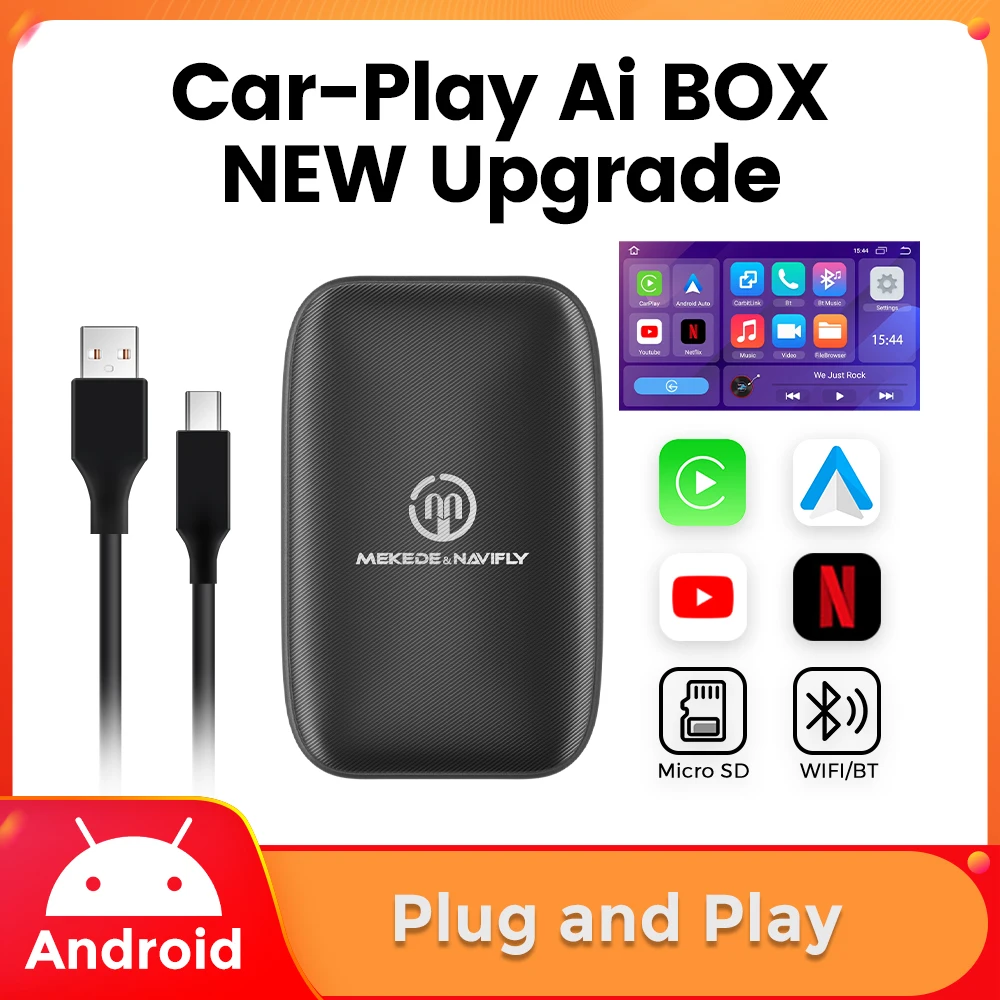 Ai Box verkabelt mit kabellosem CarPlay-Adapter Android Auto Universal für Netflix YouTube Multimedia Player Mirror Links Image