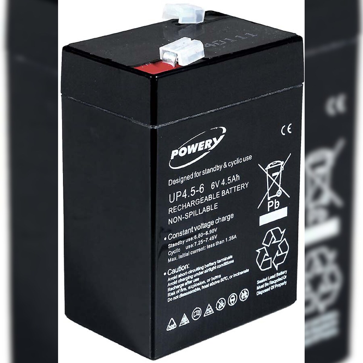 Powery Blei-Gel-Akku für Kindermotorrad Kinderfahrzeuge Kinderquad 6V 4,5Ah (ersetzt auch 4Ah 5Ah) Image