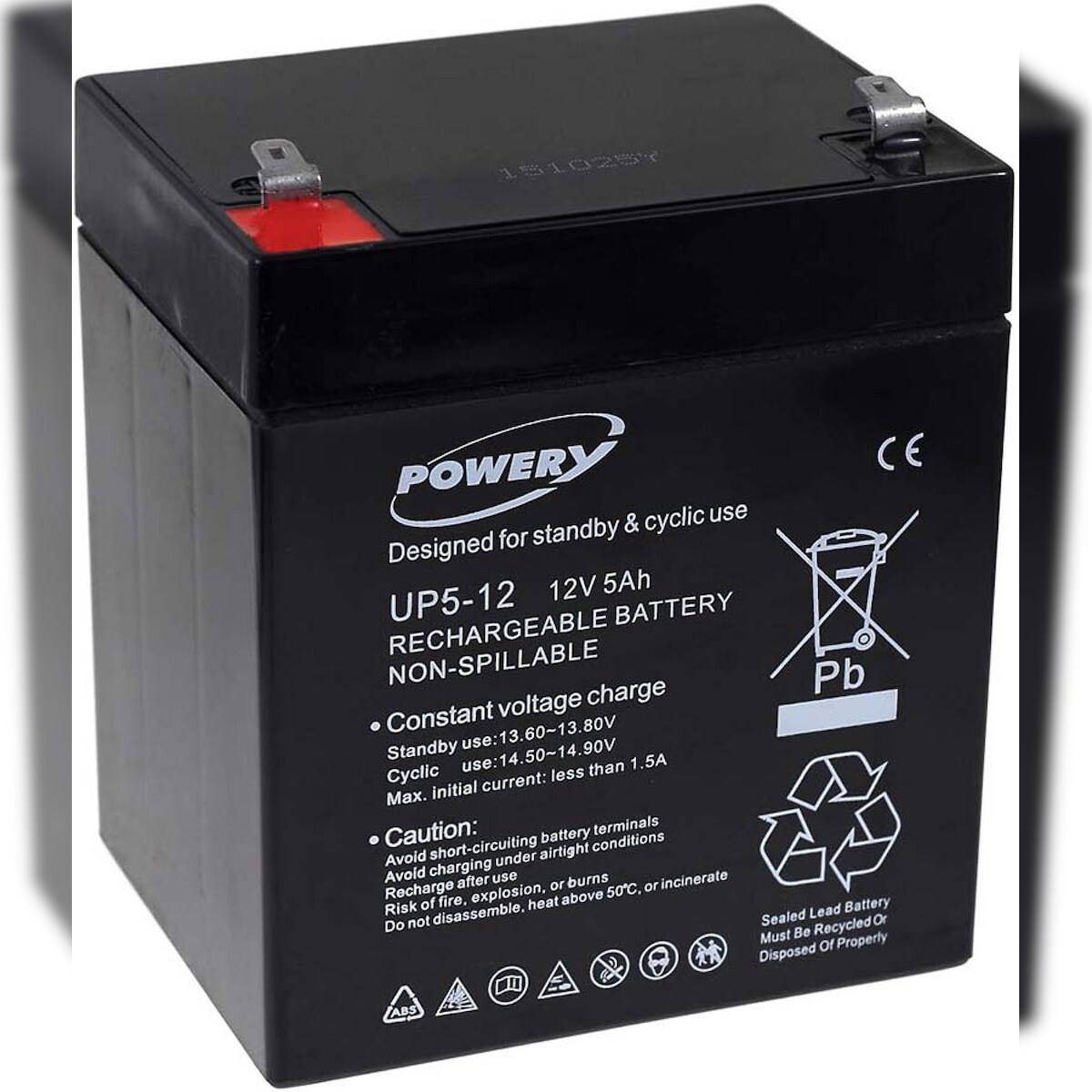 Powery Bleiakku UP5-12 -Ersatz für FIAMM Typ FG20451 12V 5Ah Image