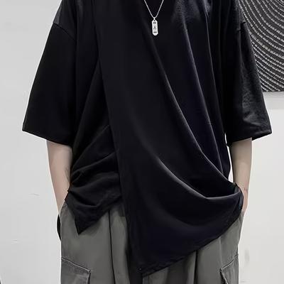 TEMU Men' Split Pieces Mid Long Sleeve Crew Neck T-shirt, Fashionable And Trendy Tops For Summer Party And Club Wear Image