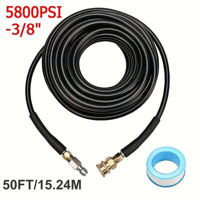 TEMU 50ft 15m 5800psi Replacement High Pressure Power Washer Hose -3/8" Quick Connect