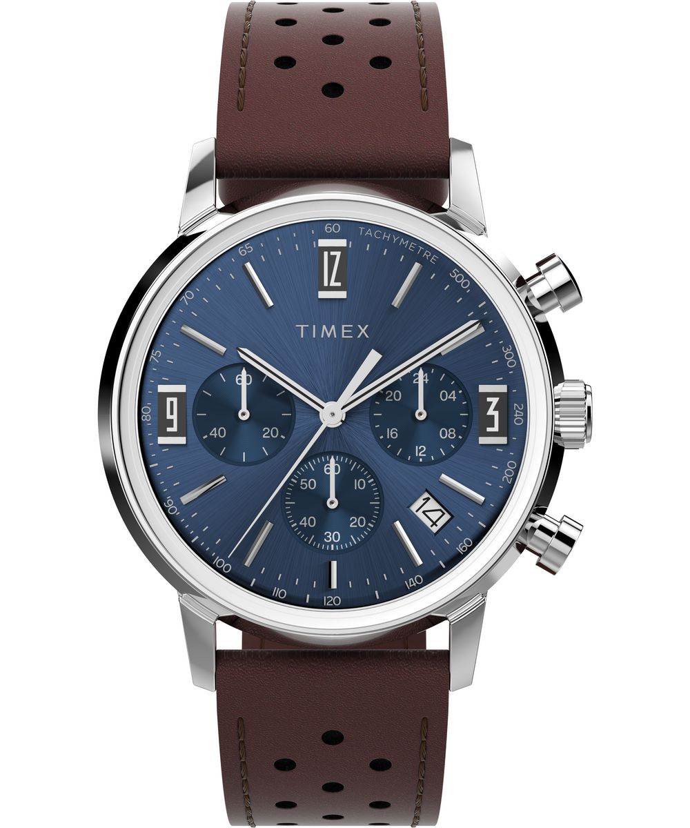 Timex Marlin Chrono Mens Brown Watch TW2W10200 Leather - One Size | Timex Sale | Discount Designer Brands
