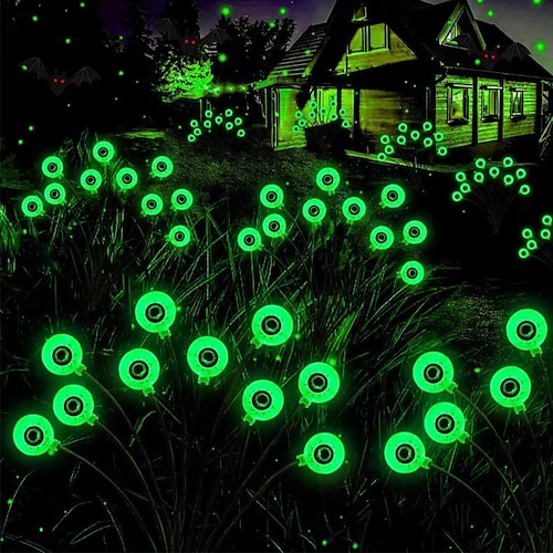 Solar-Halloween-Dekorationen für den Außenbereich, gruselige Augapfel-Lichter, 1 Packung, 8/10 LEDs, Halloween-Dekoration, wasserdichte LED-Dekorationsleuchten für den Außenbereich, für Halloween, Garten, Hof, festliche Dekoration und gruselige... Image