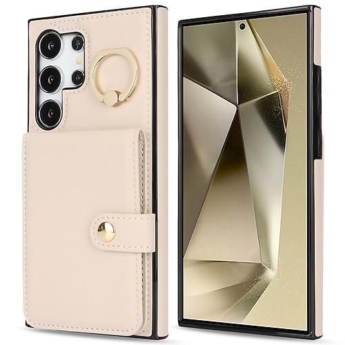 Handy Hülle Handyhüllen Für Samsung Galaxy S25 S24 S23 S22 Plus Ultra S23 FE A55 5G A35 5G A25 A15 A14 Brieftaschenhülle Mit Ständer Ringhalter Kartenfach Retro TPU PU-Leder Image
