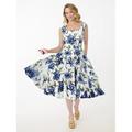 Retro Vintage 1950er Rockabilly Knielang Kleid A-Linie Kleid Swing-Kleid Blumen Frucht A-Linie Damen Karneval Maskerade Urlaub Alltagstauglich Retro-Mottoparty Erwachsene Kleid Frühling Sommer