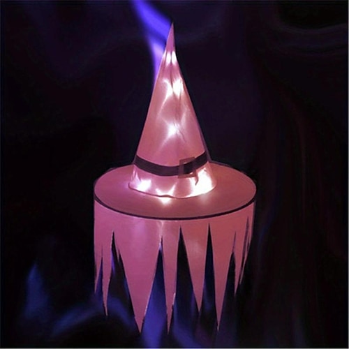 leuchtender Halloween-Hut mit LED-Lichtern kann auf dem Kopf oder als Anhänger getragen werden Hexenhut Garten Hotel Hochzeit im Dunkeln leuchtende Dekoration Halloween lustige knifflige Vorräte Image