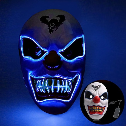 Halloween LED leuchtende Maske neue Party Rave Neon Maske Dekor Horror Clown leuchten Maske Maske Maskerade Club Cosplay Kostüm Requisiten Image